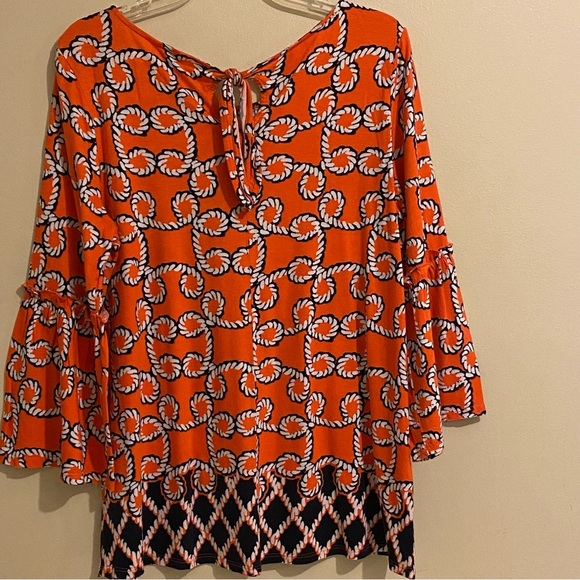 Crown Ivy Blouse Women’s Size M Multicolor Rope Pattern 3/4 Sleeve - Picture 5 of 10